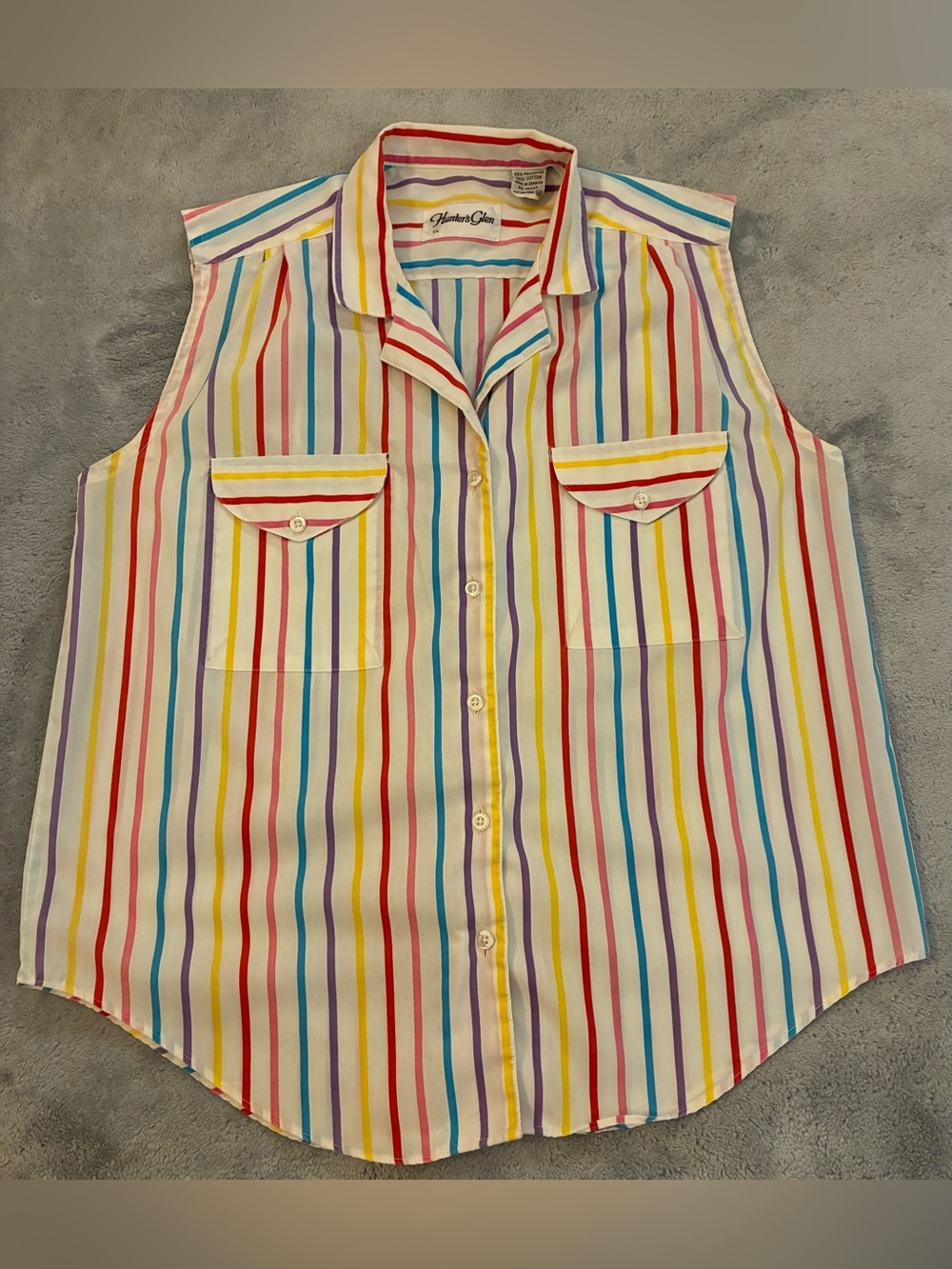Vintage Hunter’s Glen Brand Striped multicolor Sleeveless ButtonUp Shirt size 14